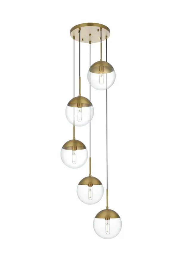 Dimensions
Chain/Rod Length: 78.5"
Length: 18"
Width: 18"
Height: 9"
Maximum Height: 78"
Wire Length: 78.5"
Specifications
Assembly Required: No
Bulb Included: Not Included
Dimmable: Yes
Distressed Finish: No
Dry/Wet/Damp: Dry
ETL: YES
Finish (Color): Satin Gold and Clear
Fixture Material: Iron and Glass
Hanging Device: Black Fabric Cord
Hardware Finish: Satin Gold
Harware Material: Iron
Max/Nominal Watt: 200W
Number of Lights: 5
Product Shape: Round
Product Type: Pendants
Product Warranty: 1 year limited
Socket Type: E26
UL & ULC Standard: No
Voltage: 110V - 125V
Wattage/Bulb: 40W
Weight: 15
Wire Included: Yes
Shipment type: Small parcel