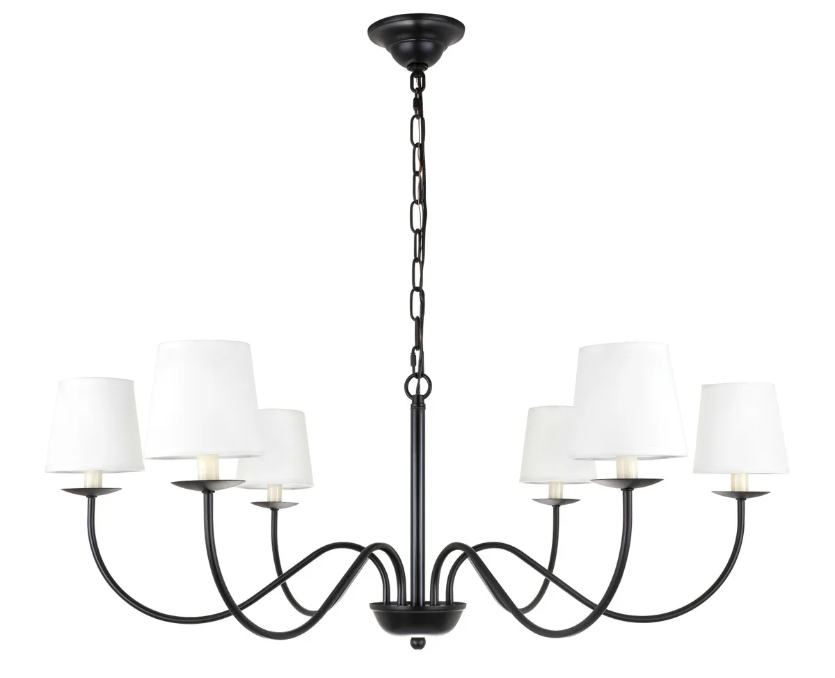Eclipse 6-Light Chandelier in Black with White Shades