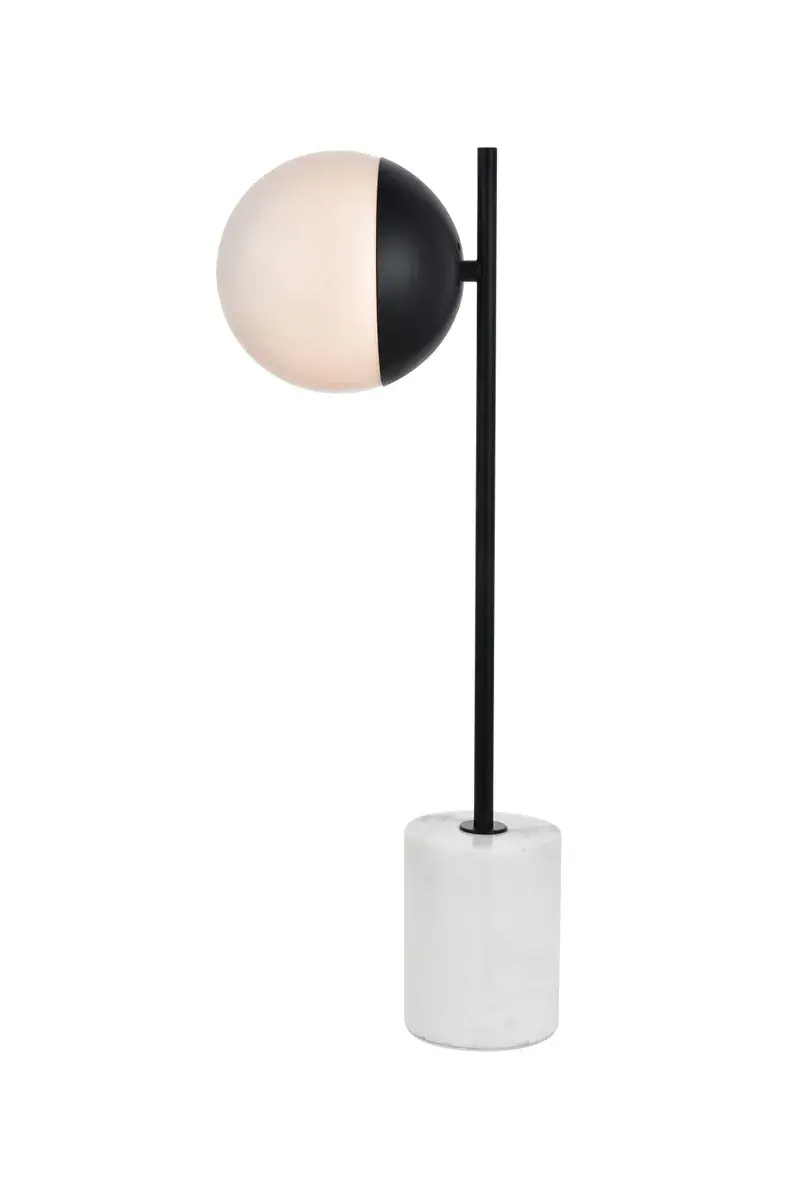 Eclipse One Light Table Lamp in Black and Frosted White