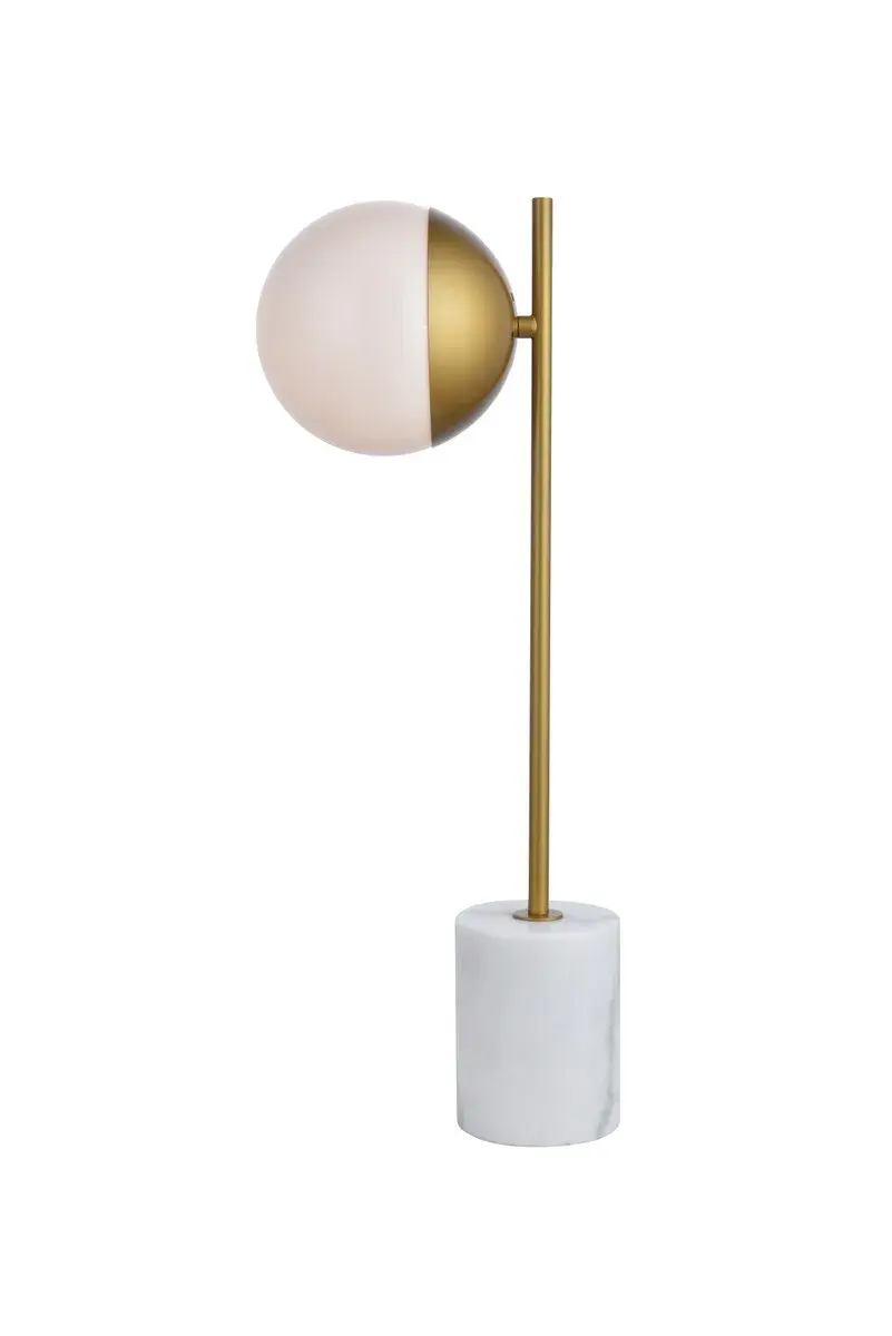 Eclipse One Light Table Lamp in Brass and Frosted White
