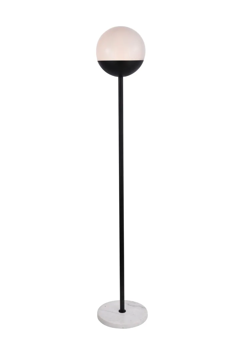 Eclipse One Light Floor Lamp in Black and Frosted White