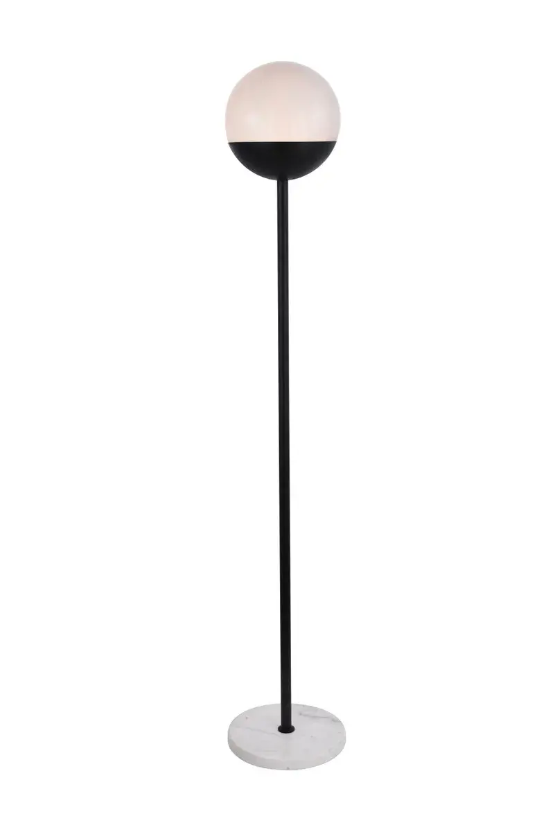 Eclipse One Light Floor Lamp in Black and Frosted White