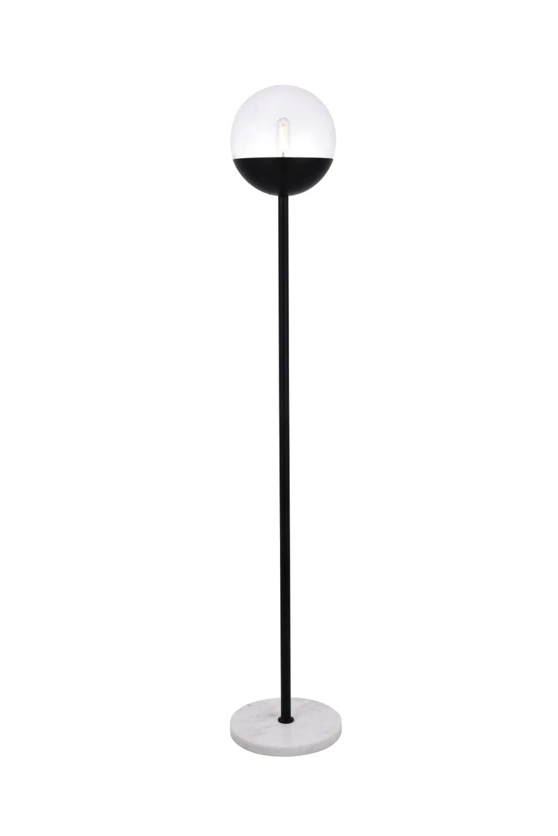 Eclipse One Light Floor Lamp in Black and Clear