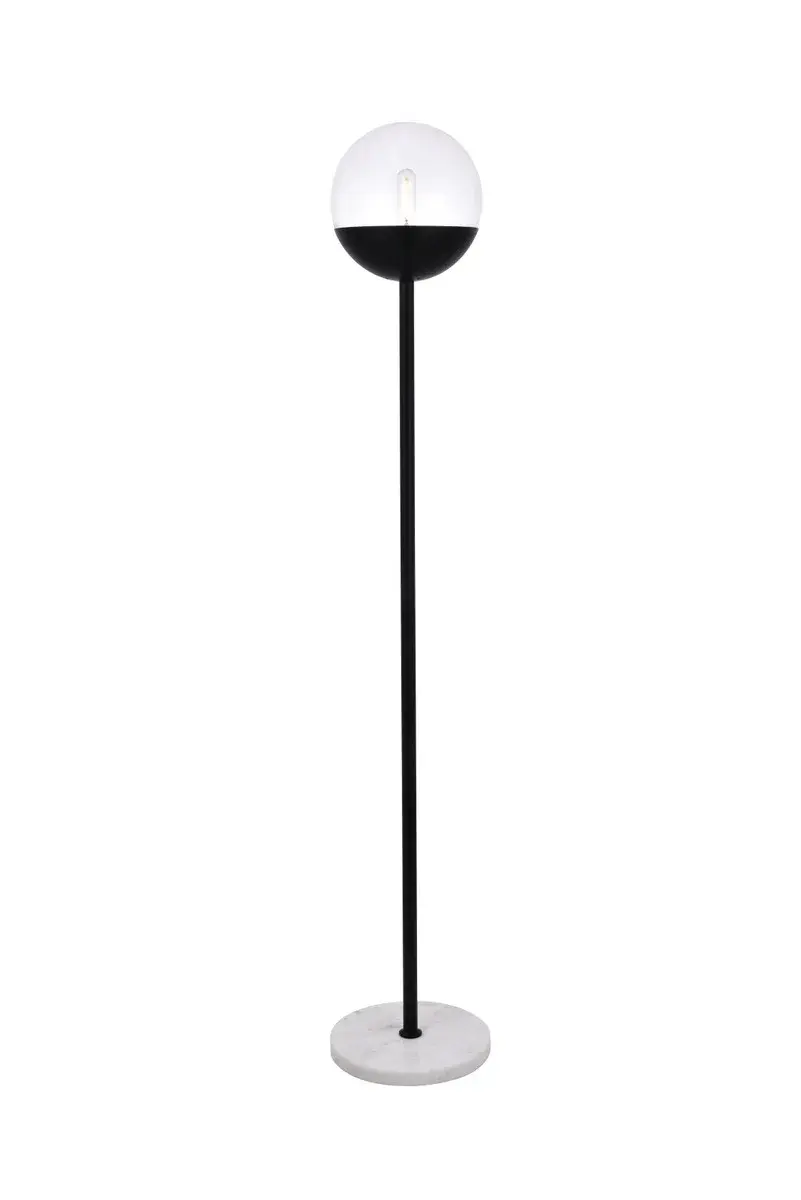Eclipse One Light Floor Lamp in Black and Clear