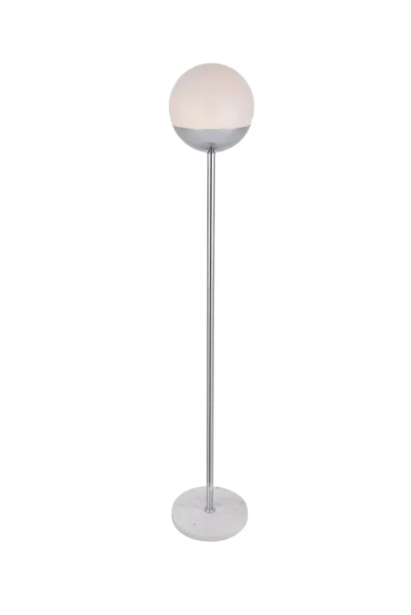 Eclipse One Light Floor Lamp in Chrome and Frosted White