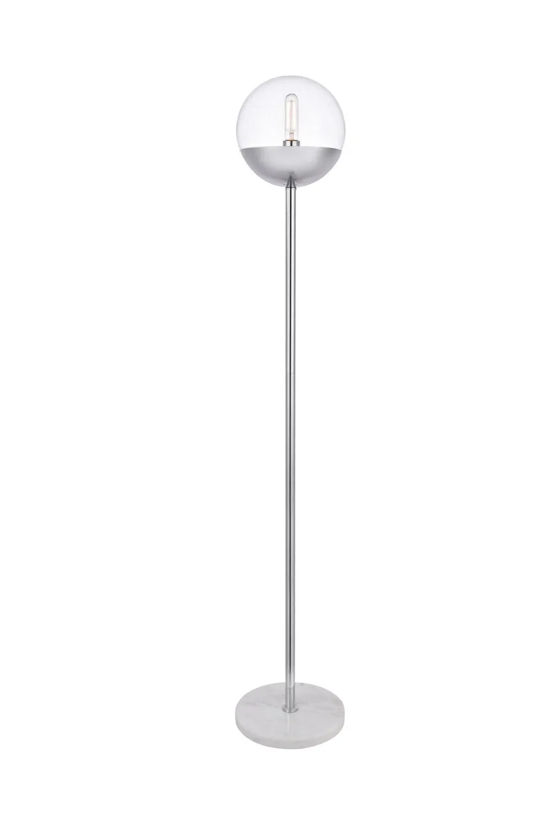 Eclipse One Light Floor Lamp in Chrome and Clear