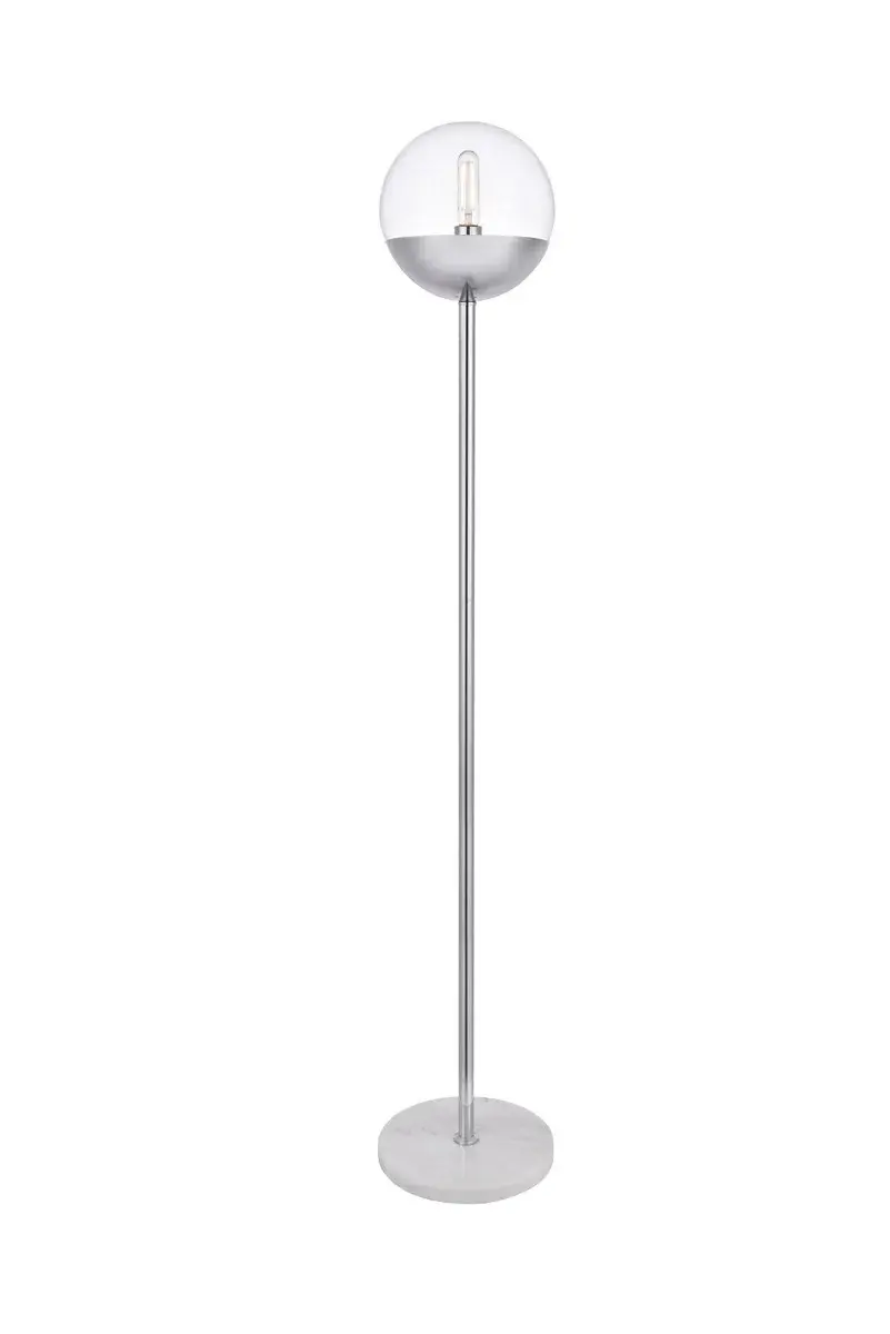Eclipse One Light Floor Lamp in Chrome and Clear
