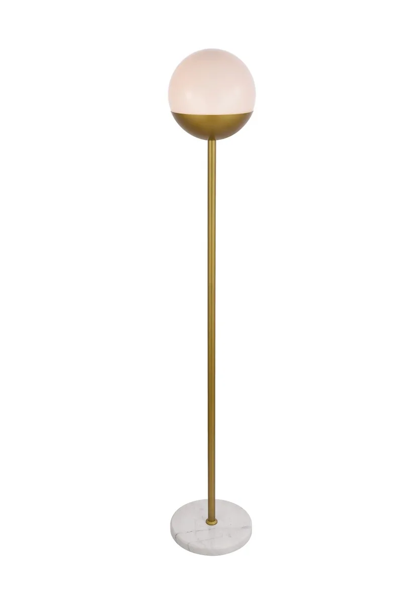 Eclipse One Light Floor Lamp in Brass and Frosted White