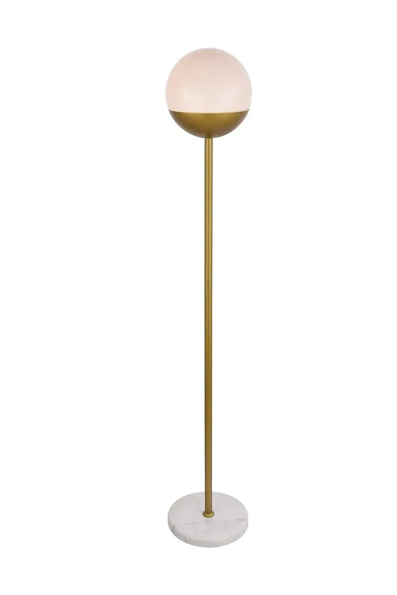 Eclipse One Light Floor Lamp in Brass and Frosted White