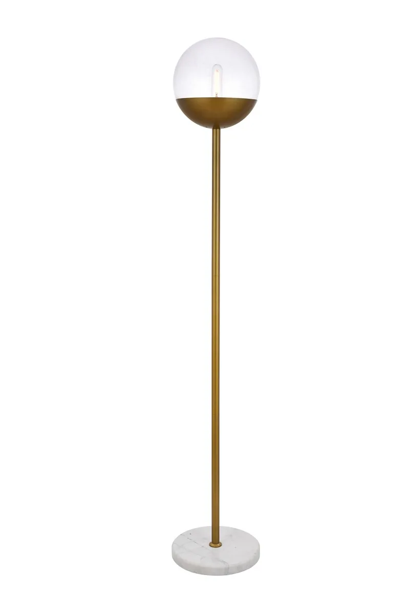 Eclipse One Light Floor Lamp in Brass and Clear
