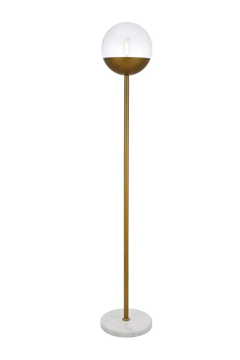 Eclipse One Light Floor Lamp in Brass and Clear