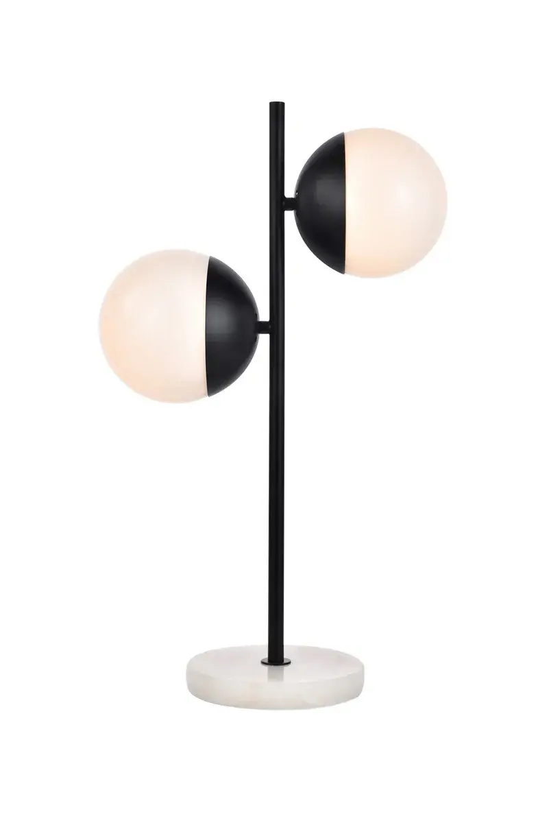Eclipse Two Light Table Lamp in Black and Frosted White