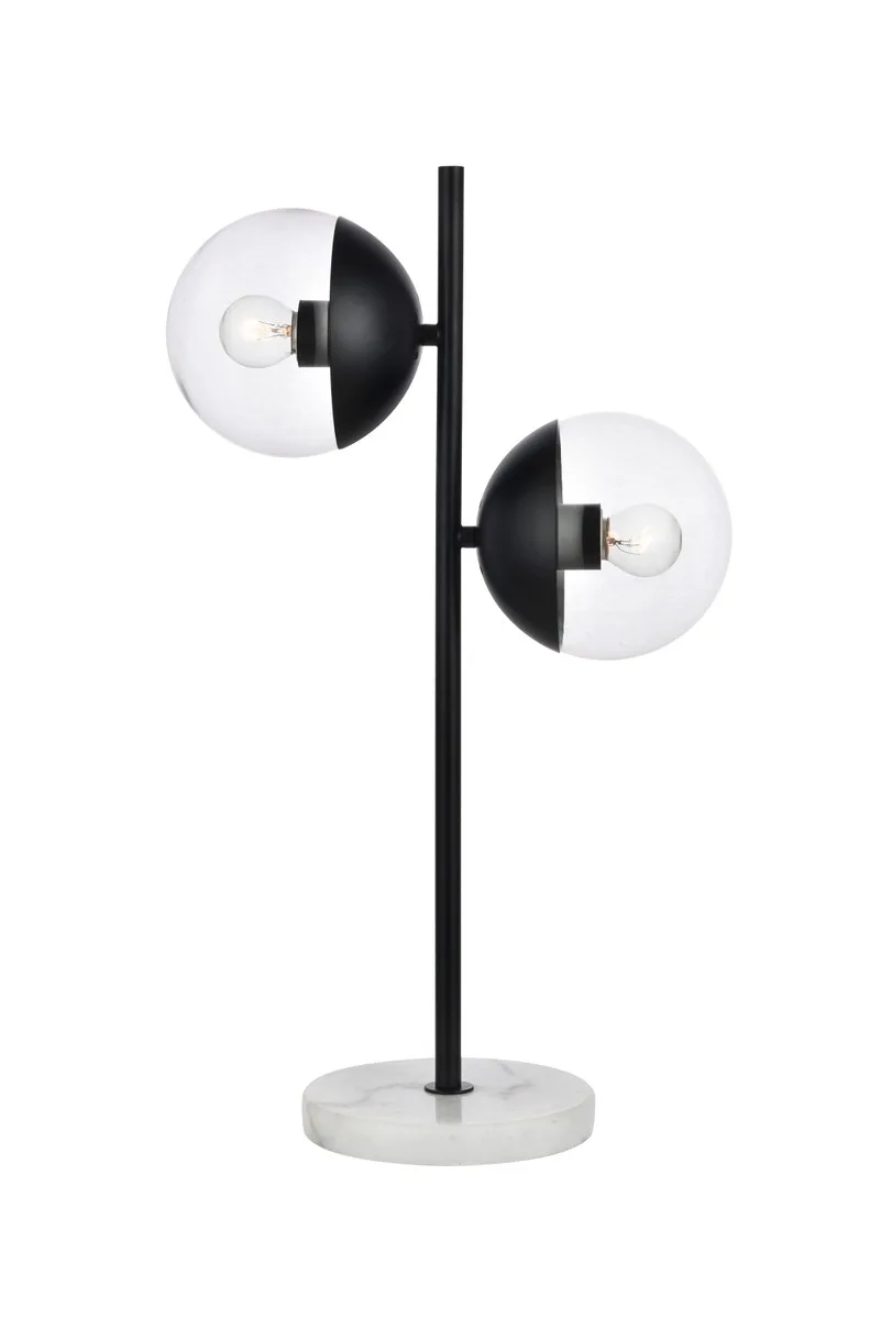 Eclipse Two Light Table Lamp in Black and Clear