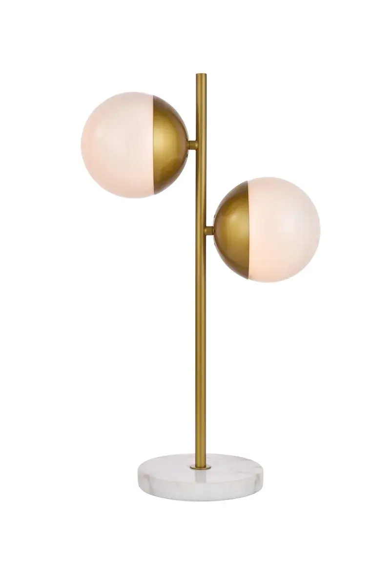 Eclipse Two Light Table Lamp in Brass and Frosted White