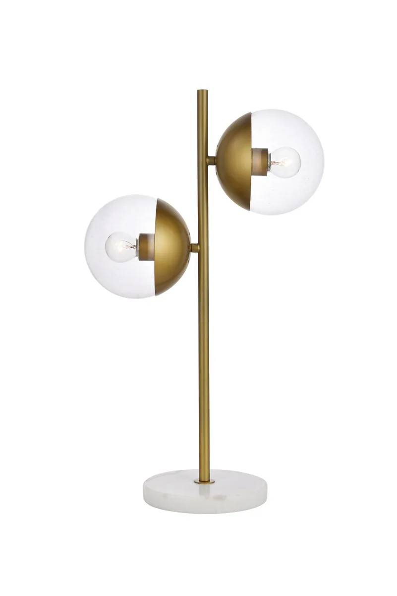 Eclipse Two Light Table Lamp in Brass and Clear