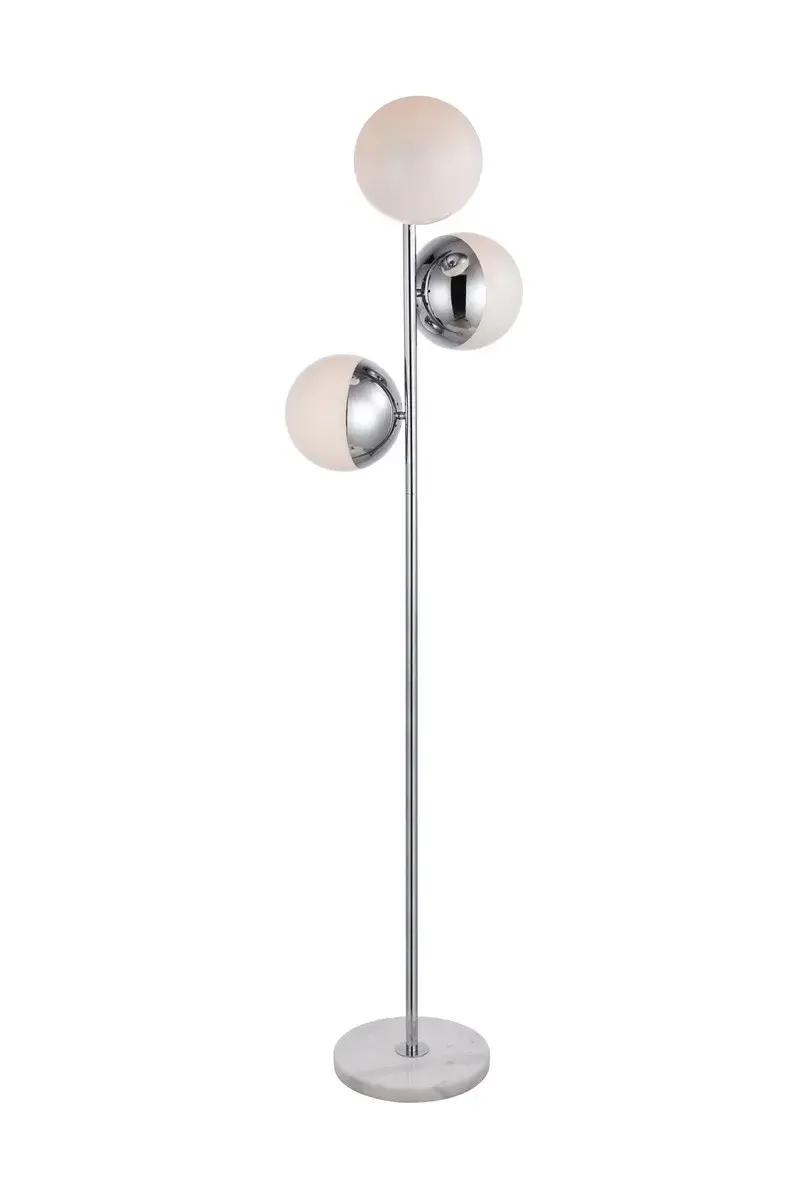 Eclipse Three Light Floor Lamp in Chrome and Frosted White