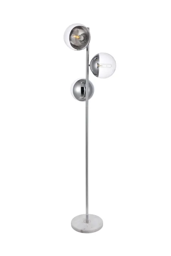 Eclipse Three Light Floor Lamp in Chrome and Clear