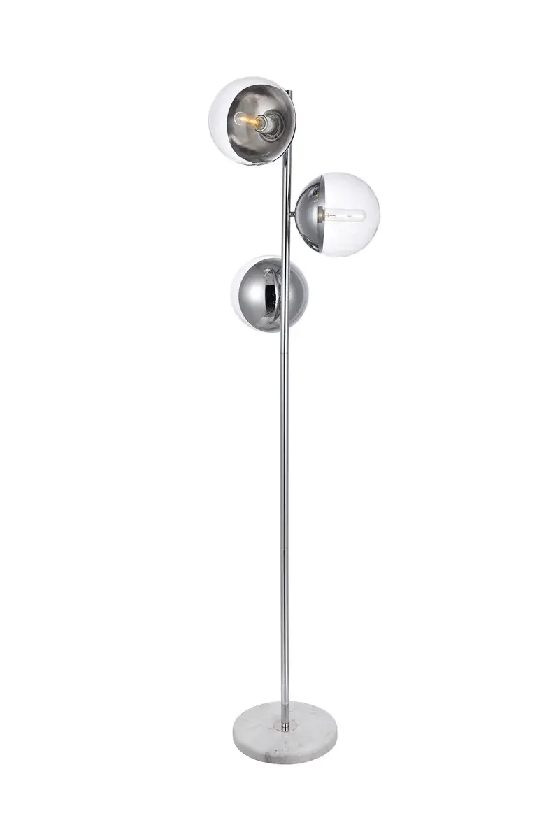 Eclipse Three Light Floor Lamp in Chrome and Clear