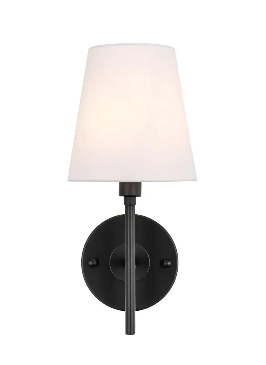 Cason One Light Wall Sconce in Black with White Shade