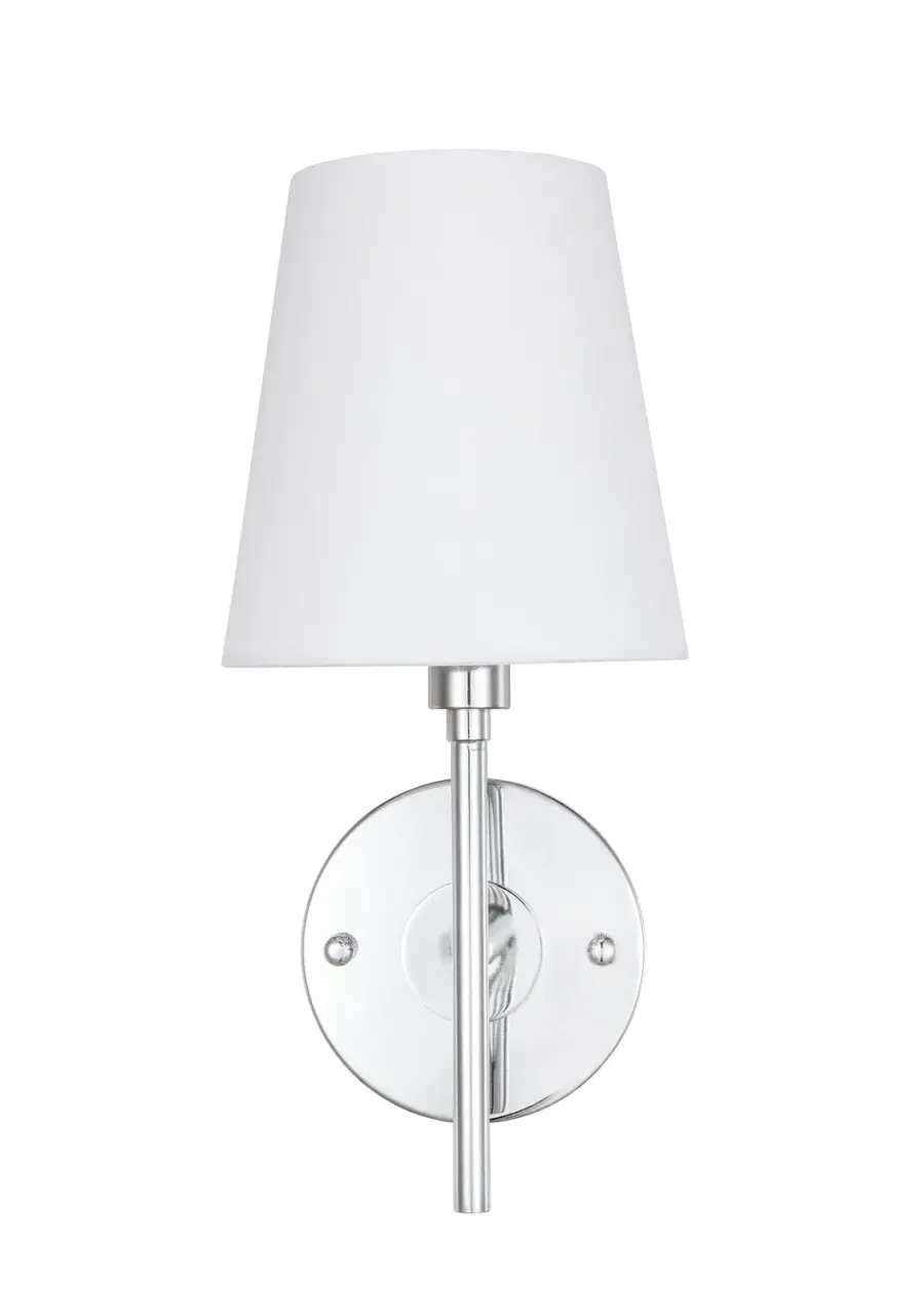 Cason One Light Wall Sconce in Chrome with White Shade