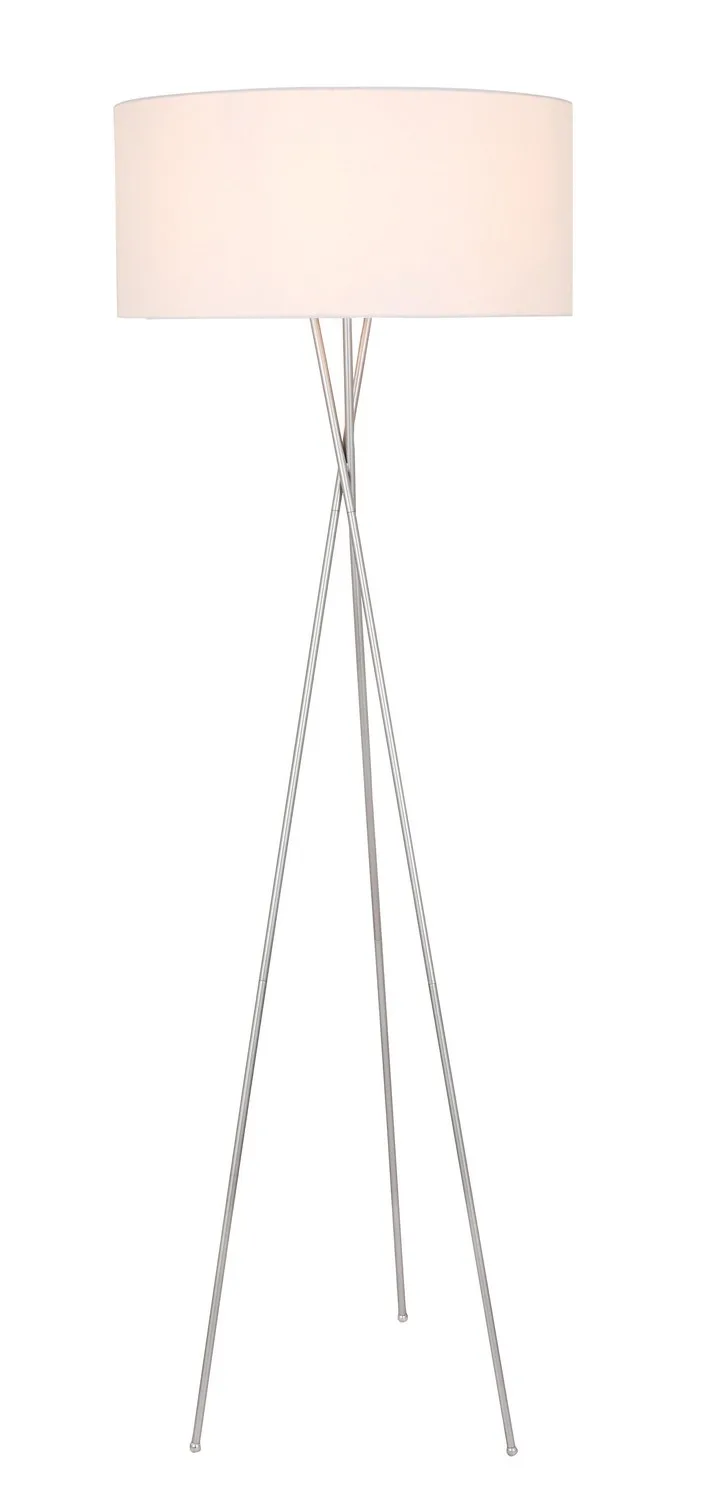 Cason One Light Floor Lamp in Silver and White shade