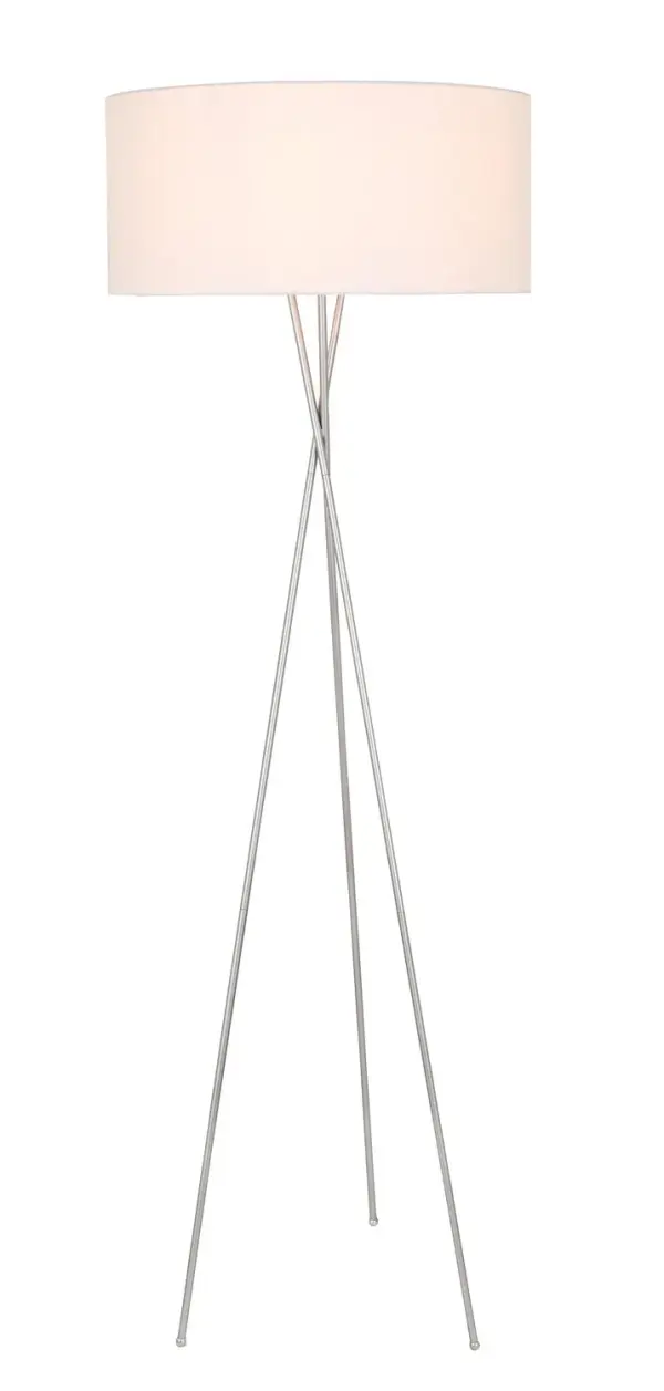 Cason One Light Floor Lamp in Silver and White Shade