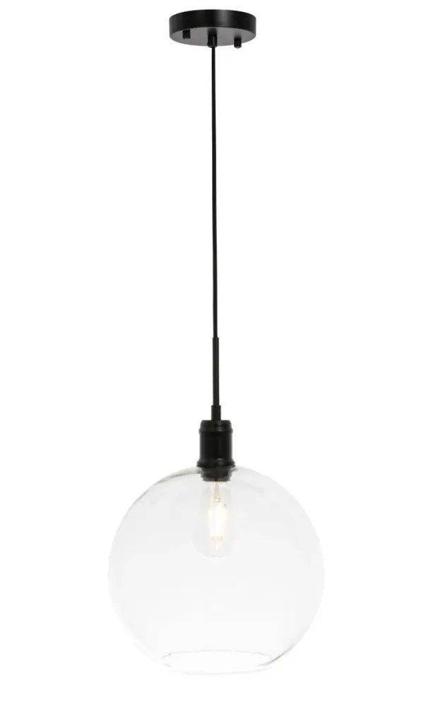 Clean lines and modern whimsy--that's the Emett Collection of pendant lamps. Its Single light makes it perfect for any small apartment or room space, but its also a perfect addition to any larger rooms that requires illumination, such as a dining room or living room. Available in a black, chrome, or brass finish with a round clear glass shade, it won't be too hard to fit this versatile lighting fixture in your home (light bulbs not included). Collection: Emett Rooms: living room, dining room, ktichen, bar Finish: Black and Clear glass Glass: Clear Width: 12.50" Height: 14.80" Length: 12.50" Weight: 4.00 lb Wire: 59" Black Canopy: 4.8"x1" Number of Bulbs: 1 Maximum Wattage: 40.00 W Bulb Type: Filament Bulb Base: E26 Dimmable Voltage: 110.00 V Material: Metal and Glass Country of Origin: China Safety Listing: ETL Safety Rating: Dry Title 20 Title 24 Manufacturer Warranty: 1 year limited Spec Sheet