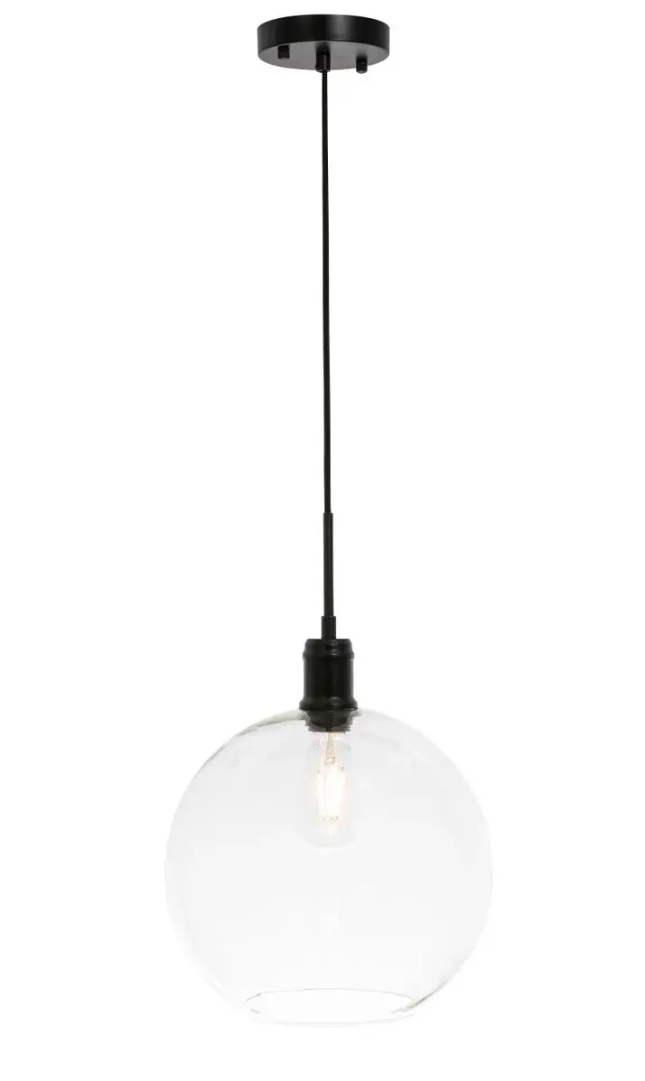 Emett One Light Pendant in Black and Clear Glass