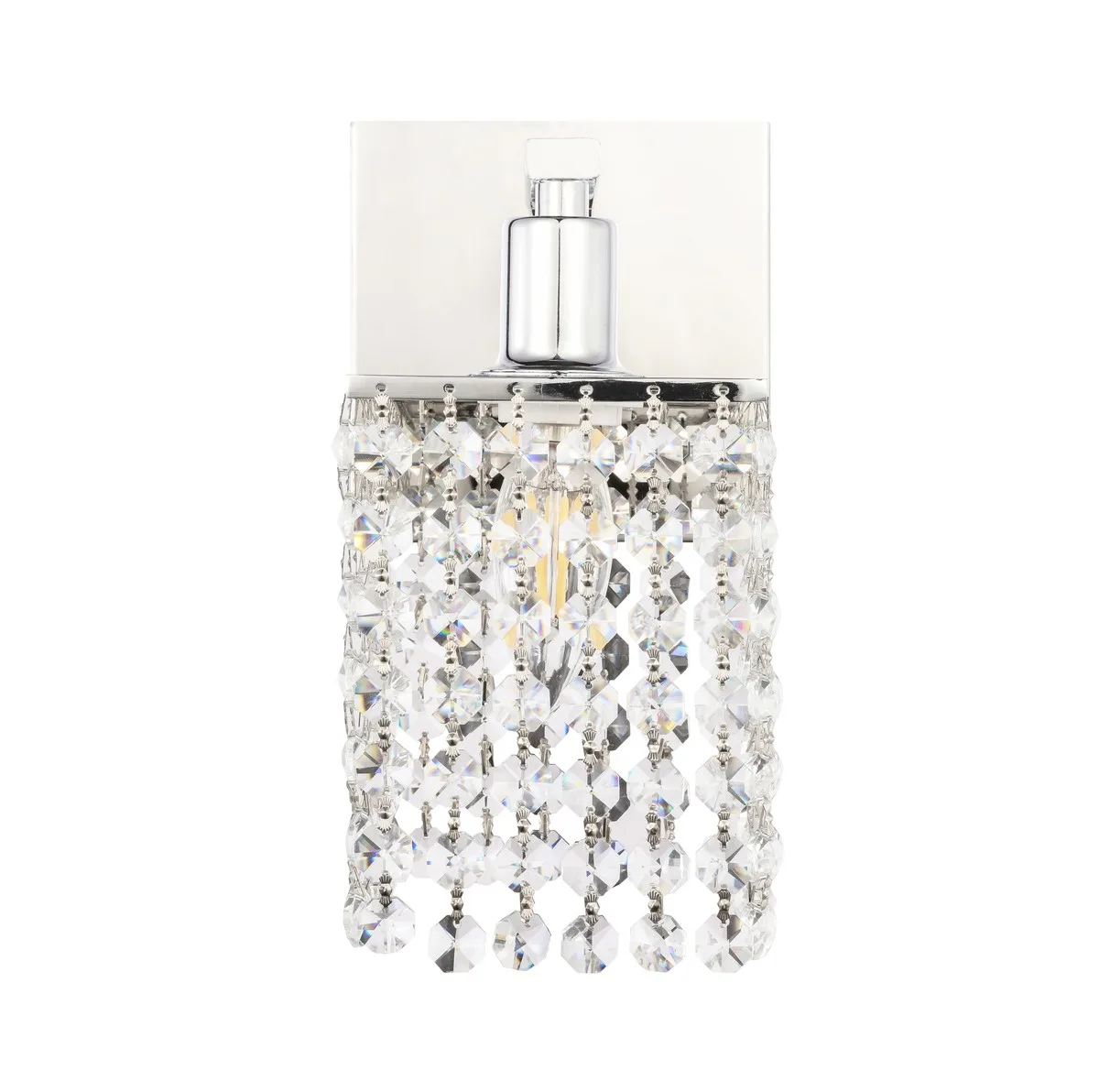 Phineas One Light Wall Sconce in Chrome and Clear Crystals