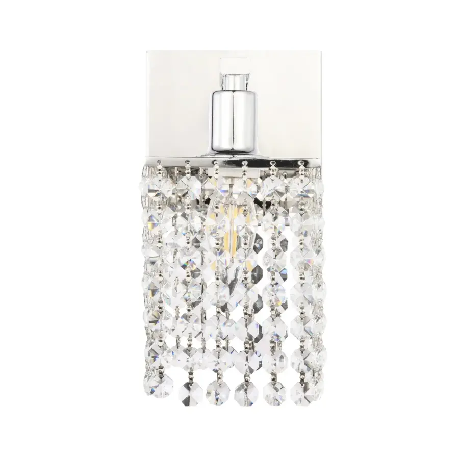Phineas One Light Wall Sconce in Chrome and Clear Crystals