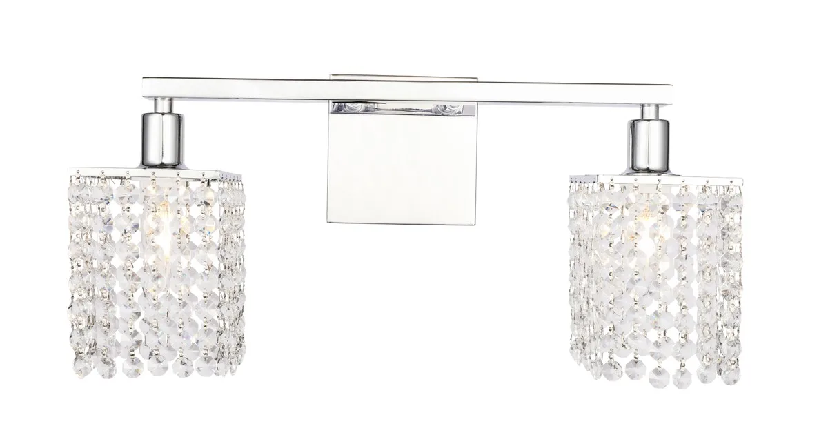 Phineas Two Light Wall Sconce in Chrome and Clear Crystals