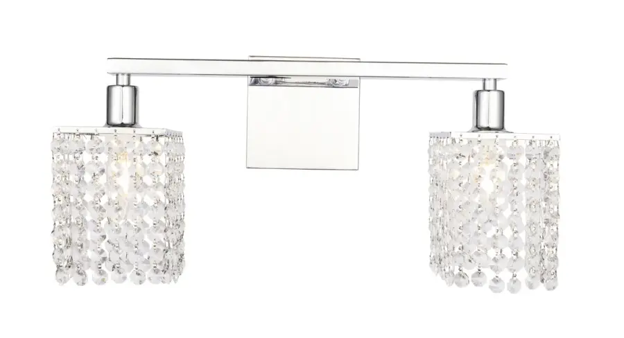 Phineas Two Light Wall Sconce in Chrome and Clear Crystals