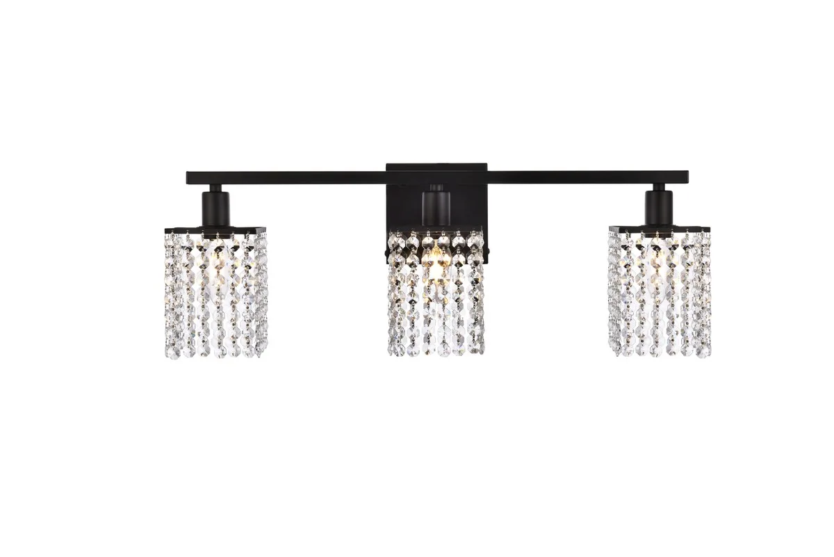 Phineas Three Light Bath in Black and Clear