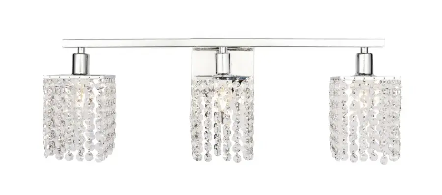 Phineas 3-Light Crystal Wall Sconce in Chrome