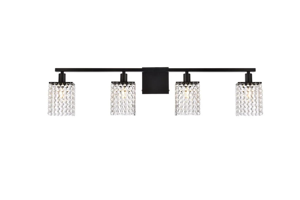 Phineas Four Light Bath in Black and Clear
