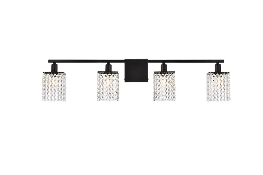 Phineas 4-Light Crystal Bath Vanity Light in Black