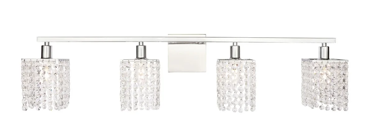 Phineas Four Light Wall Sconce in Chrome and Clear Crystals