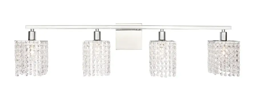 Phineas Four Light Wall Sconce in Chrome and Clear Crystals