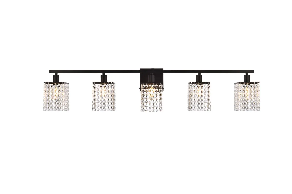 Phineas Five Light Bath in Black and Clear