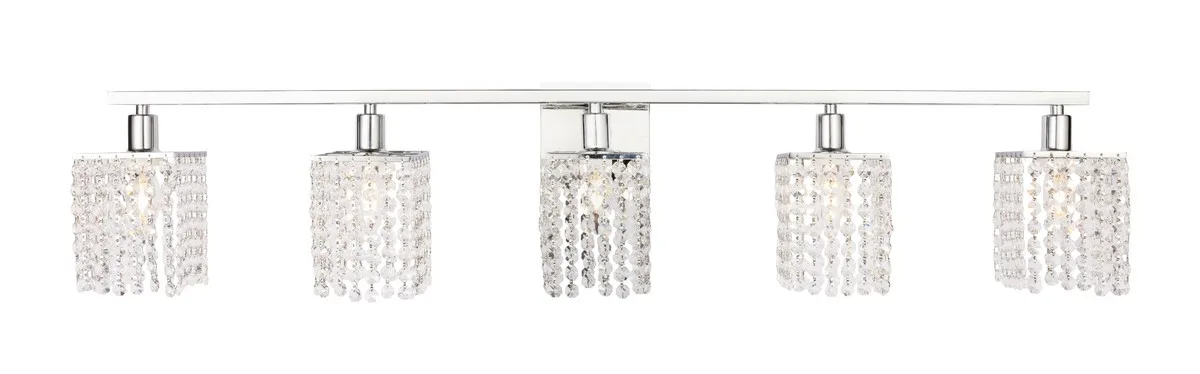 Phineas Five Light Wall Sconce in Chrome and Clear Crystals