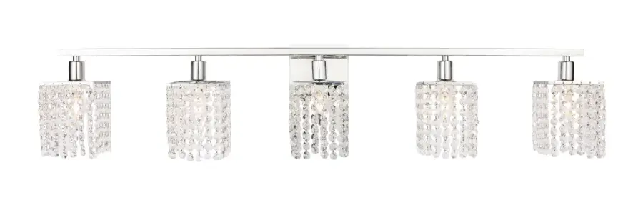 Phineas Five Light Wall Sconce in Chrome and Clear Crystals