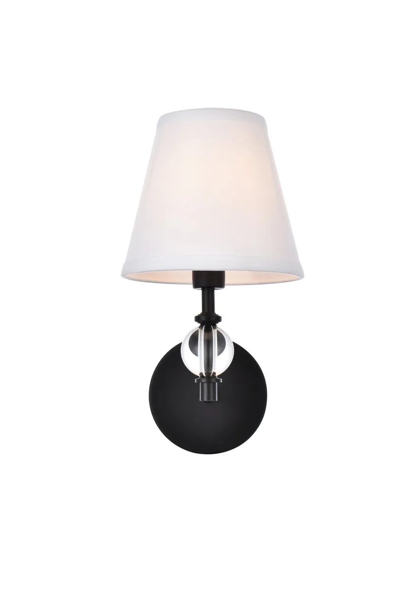 Bethany One Light Bath in Black and White Fabric Shade