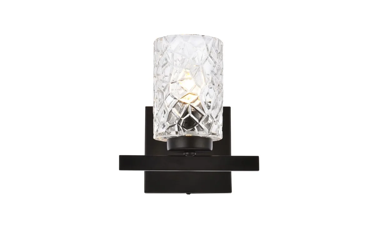 Cassie One Light Bath in Black and Clear Shade
