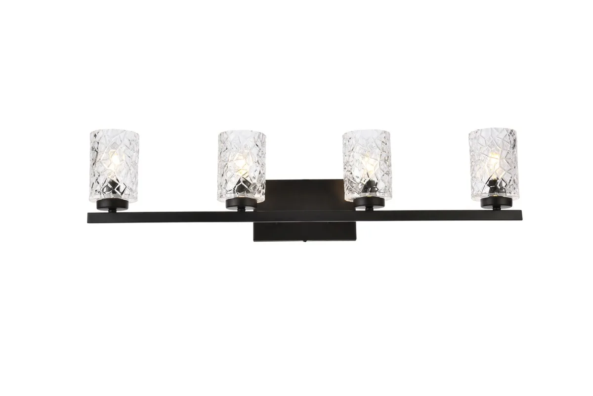 Cassie Four Light Bath in Black and Clear Shade