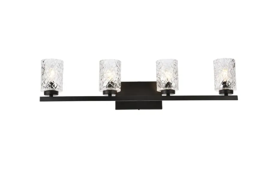 Cassie Four Light Bath Vanity in Black with Clear Glass