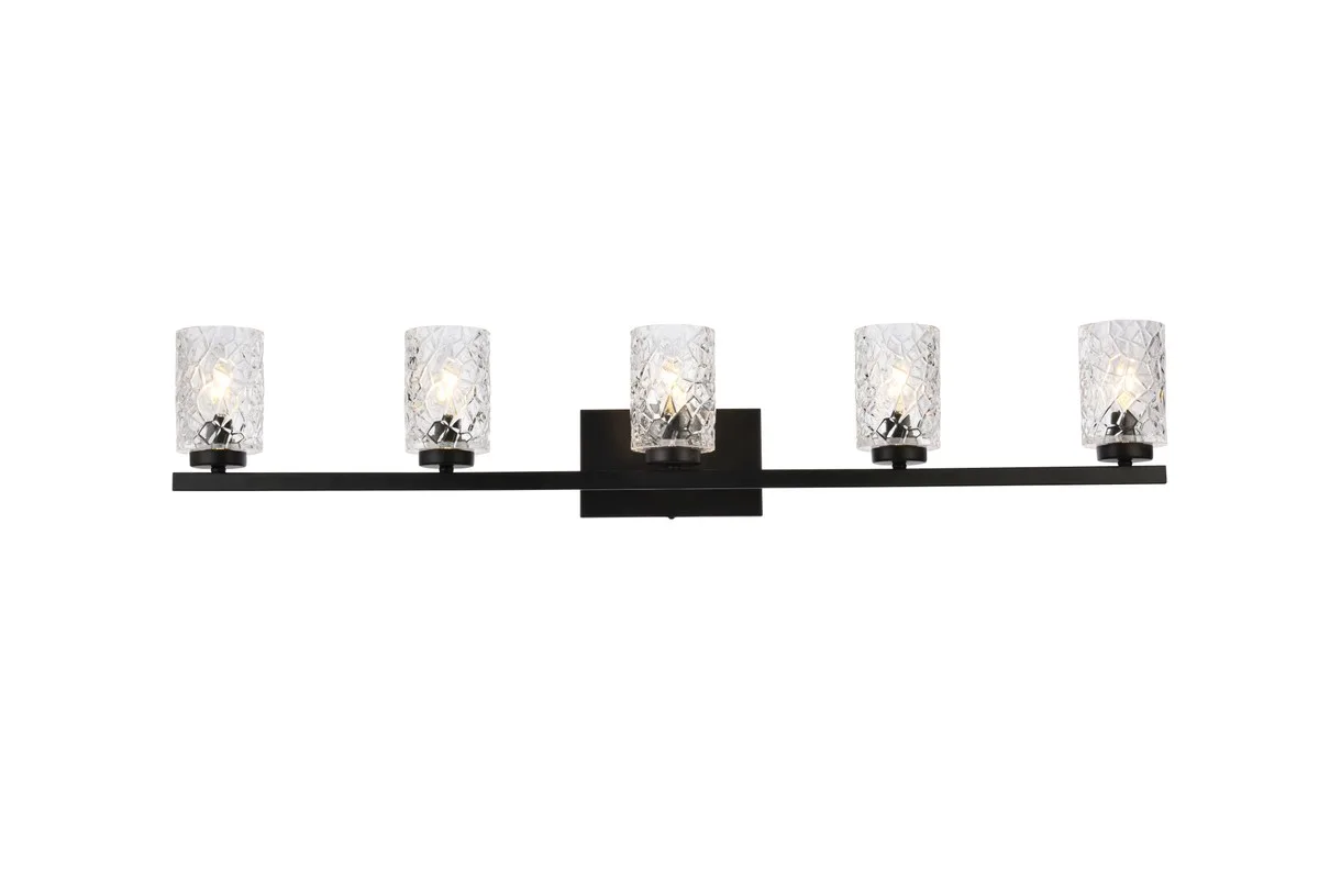 Cassie Five Light Bath in Black and Clear Shade