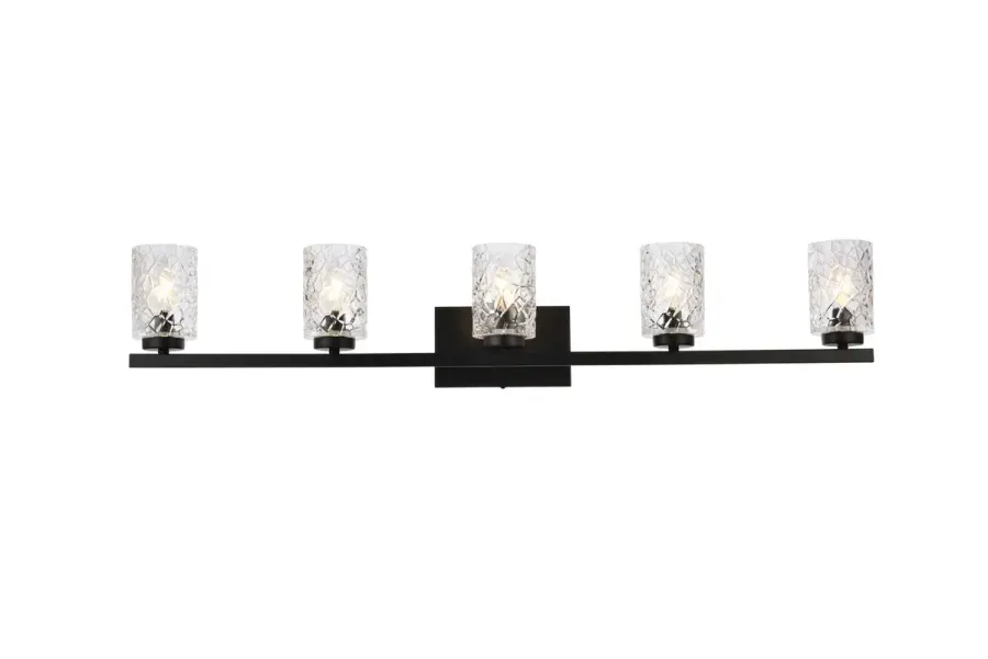 Cassie 5-Light Bath Vanity in Black with Clear Glass