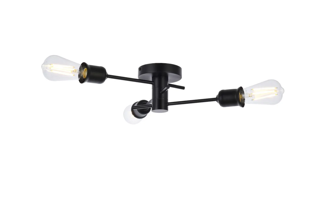 Xavier Three Light Flush Mount in Black