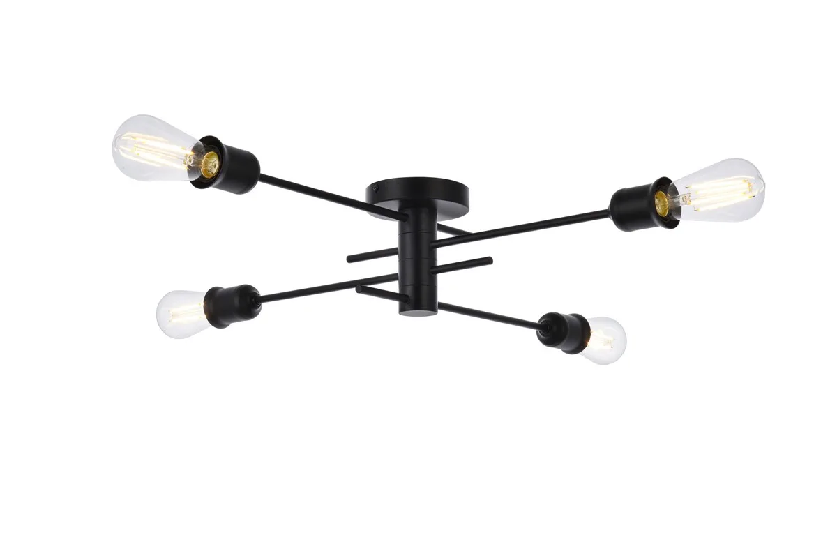 Xavier Four Light Flush Mount in Black