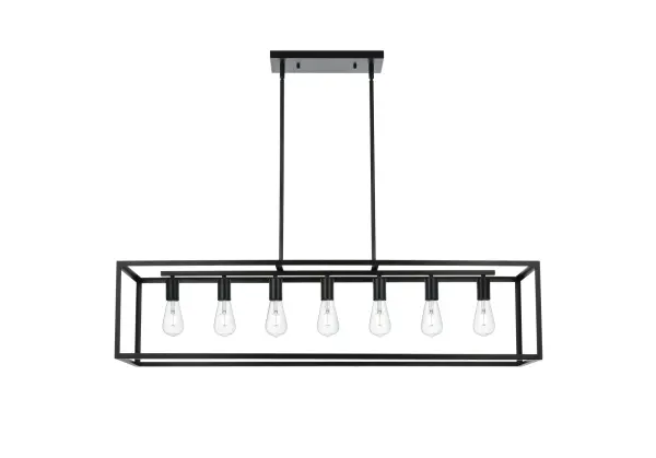 Dimensions
Chain/Rod Length: 46"
Length: 47"
Width: 12"
Height: 11"
Maximum Height: 59"
Wire Length: 56"
Specifications
Assembly Required: Yes
Bulb Included: No
Crystal/Glass Color: N/A
Dimmable: Yes
Dry/Wet/Damp: Dry
ETL: yes
Finish (Color): Black
Fixture Material: Iron
Hanging Device: Rod
Hardware Finish: Black
Harware Material: Iron
Max/Nominal Watt: 280W
Number of Lights: 7
Product Type: Pendants
Product Warranty: 1 year limited
Socket Type: E26
UL & ULC Standard: No
Voltage: 110V
Wattage/Bulb: 40W
22
Wire Included: Yes
Shipment type: Small Parcel